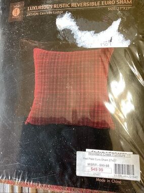 BNWT Luxurious Rustic Reversible Euro Sham 27” x 27”